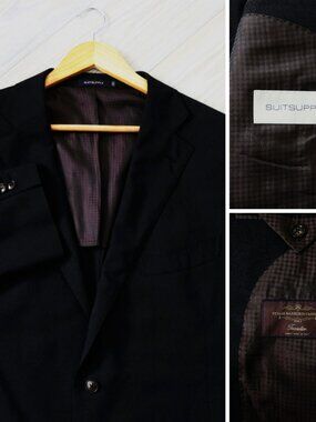 SUITSUPPLY x Virtale Barberis Cononico Blazer Mens 54R Black Italian Wool Coat